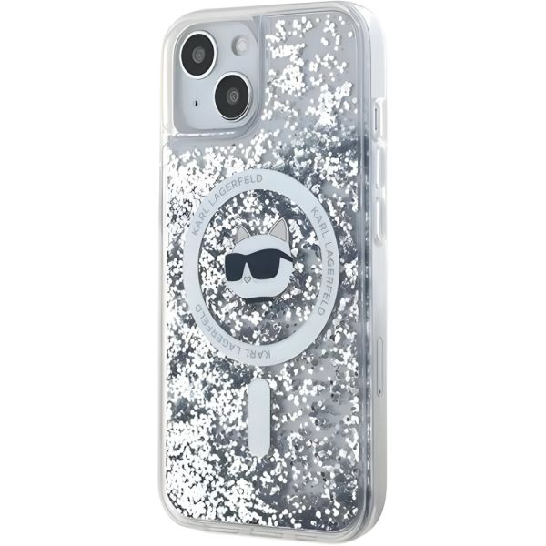Coque Karl Lagerfeld KLHMP15SLGCHSGH iPhone 15/14/13 6.1" hardcase transparent Liquid Glitter Choupette Head Magsafe