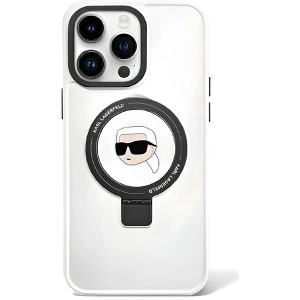Coque Karl Lagerfeld KLHMP15LHMRSKHH iPhone 15 Pro 6.1" white hardcase Ring Stand Karl Head MagSafe