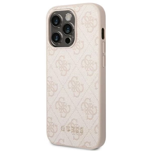 Coque Guess iPhone 14 Pro 6,1" pink hard case 4G Metal Gold Logo