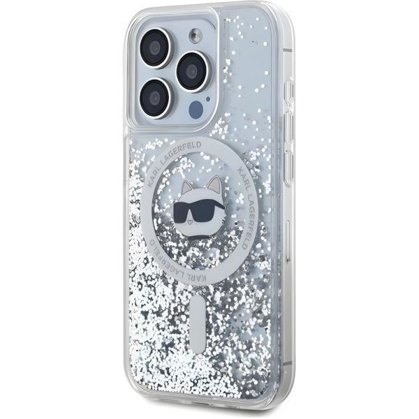 Coque Karl Lagerfeld KLHMP15XLGCHSGH iPhone 15 Pro Max 6.7" hardcase transparent Liquid Glitter Choupette Head Magsafe