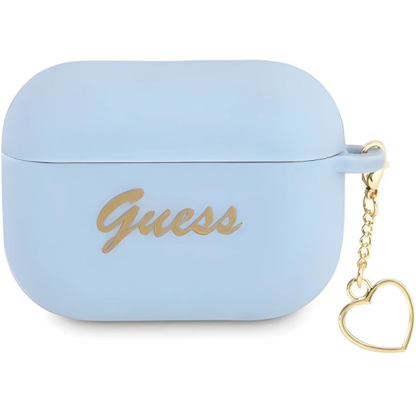Coque Guess GUAPLSCHSB AirPods Pro blue Silicone Charm Heart Collection