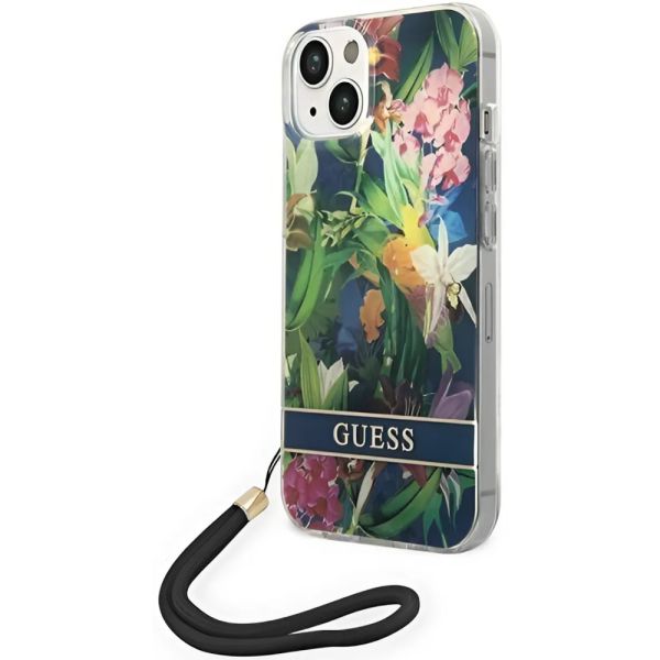 Coque Guess iPhone 14 Plus/15 Plus 6.7" blue hardcase Flower Strap
