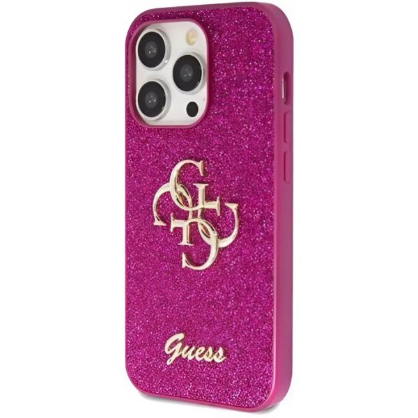 Coque Guess iPhone 15 Pro 6.1" purple hardcase Glitter Script Big 4G
