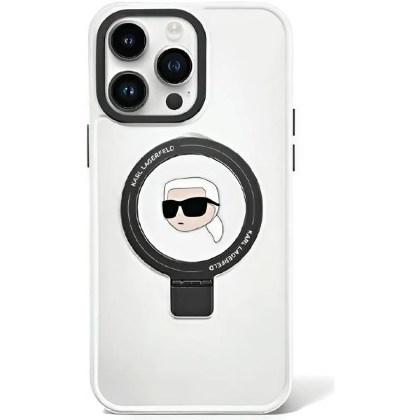 Coque Karl Lagerfeld KLHMP15SHMRSKHH iPhone 15/14/13 6.1" white hardcase Ring Stand Karl Head MagSafe