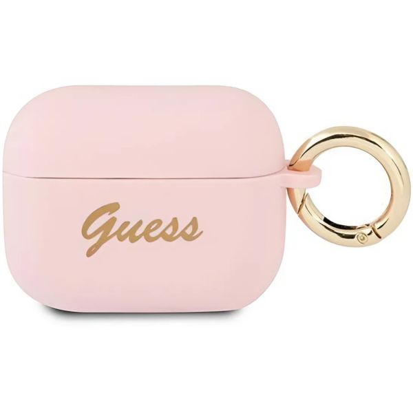 Coque Guess GUAPSSSI AirPods Pro pink Silicone Vintage Script