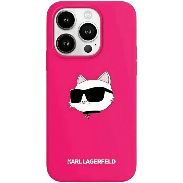 Coque Karl Lagerfeld KLHMP15LSCHPPLF iPhone 15 Pro 6.1" fuschia hardcase Silicone Choupette Head MagSafe
