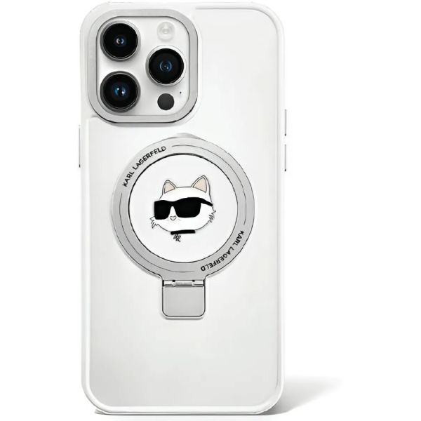 Coque Karl Lagerfeld KLHMP15XHMRSCHH iPhone 15 Pro Max 6.7" white hardcase Ring Stand Choupette Head MagSafe