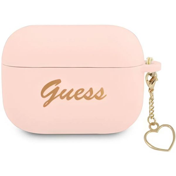 Coque Guess GUAPLSCHSP AirPods Pro pink Silicone Charm Heart Collection