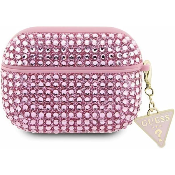 Coque Guess GUAPHDGTPP AirPods Pro pink Rhinestone Triangle Charm