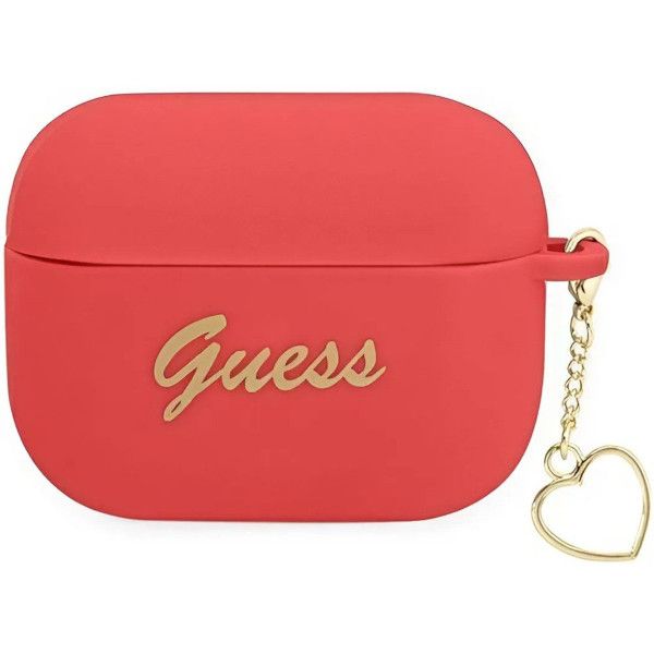 Coque Guess GUAPLSCHSR AirPods Pro red Silicone Charm Heart Collection