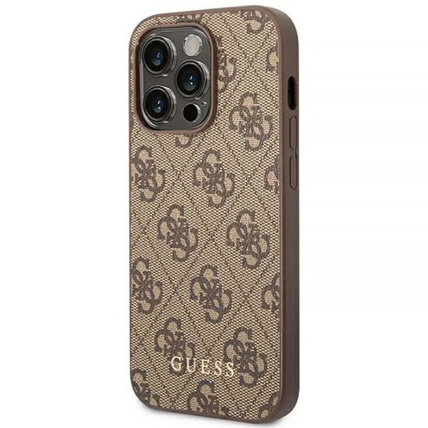 Coque Guess iPhone 14 Pro Max 6,7" brown hard case 4G Metal Gold Logo