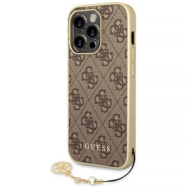 Coque Guess iPhone 14 Pro Max 6,7" brown hardcase 4G Charms Collection