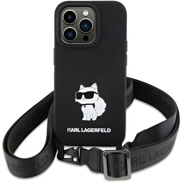 Coque Karl Lagerfeld KLHCP15SSCBSCNK iPhone 15/14/13 6.1" hardcase black Crossbody Silicone Choupette