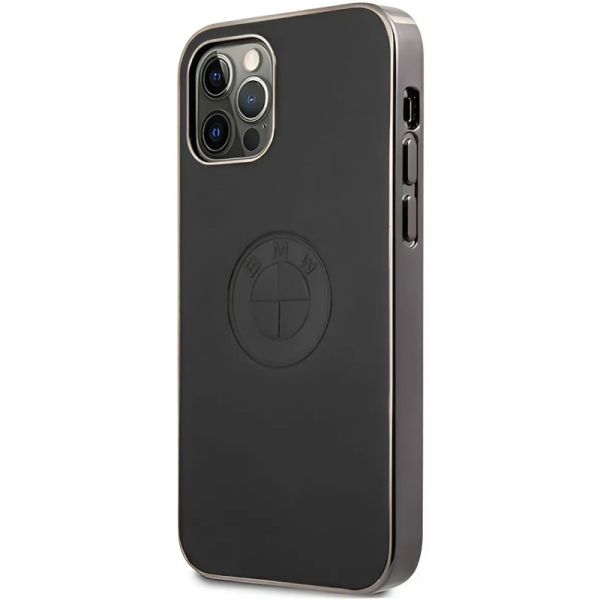 Coque BMW iPhone 12 Pro Max 6,7" black hardcase Leather Emboss