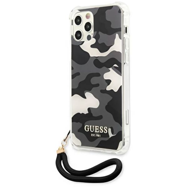 Coque Guess iPhone 12/12 Pro 6,1" black hardcase Camo Collection