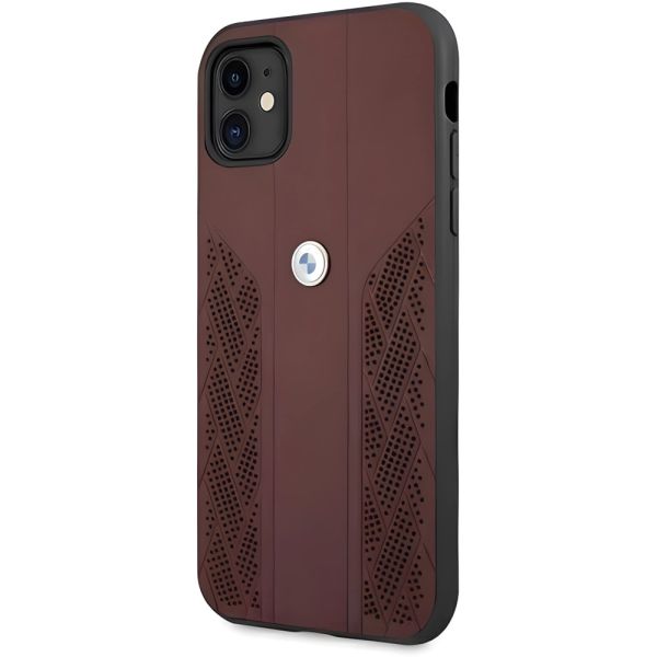 Coque BMW  iPhone 11/Xr 6,1" red hardcase Leather Curve Perforate