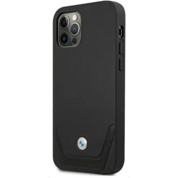 Coque BMW iPhone 12 Pro Max 6,7" black hardcase Leather Perforate