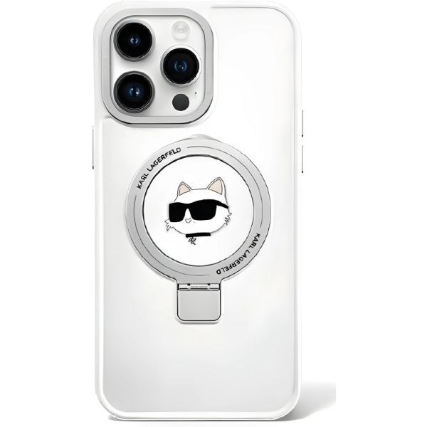 Coque Karl Lagerfeld KLHMP15LHMRSCHH iPhone 15 Pro 6.1" white hardcase Ring Stand Choupette Head MagSafe