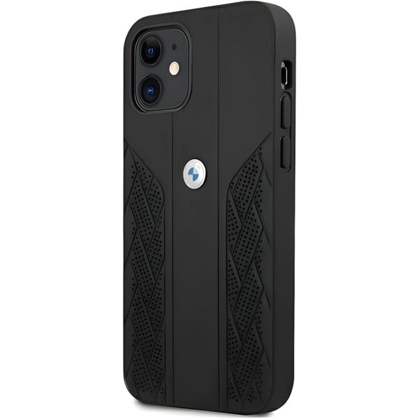 Coque BMW iPhone 12 mini 5,4" black hardcase Leather Curve Perforate