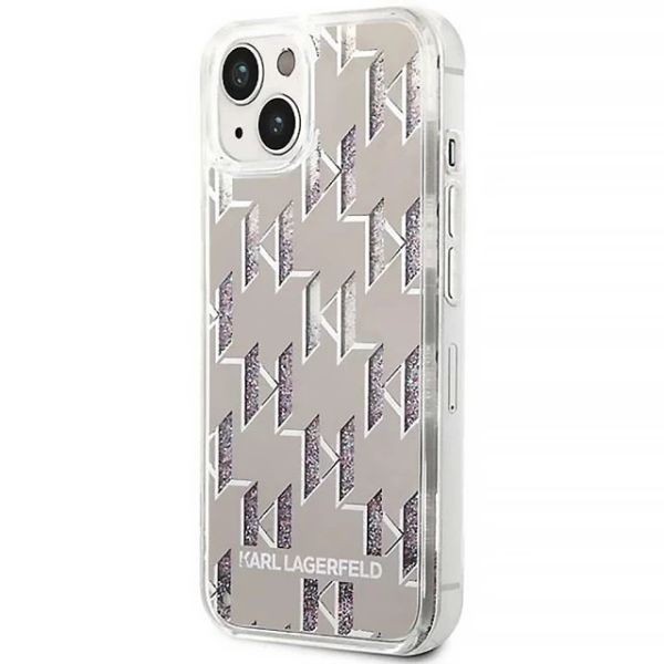 Coque Karl Lagerfeld KLHCP14MLMNMS iPhone 14 Plus/15 Plus 6,7" hardcase silver Liquid Glitter Monogram
