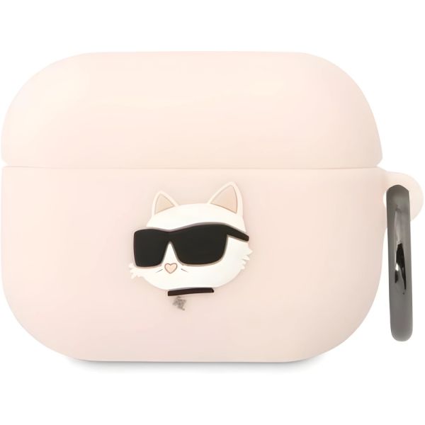 Coque Karl Lagerfeld KLAPRUNCHP AirPods Pro pink Silicone Choupette Head 3D