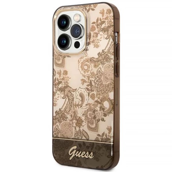 Coque Guess iPhone 14 Pro 6,1" ochre hardcase Porcelain Collection