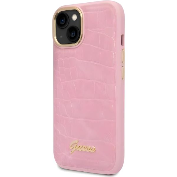 Coque Guess iPhone 14/15/13 6.1" pink hardcase Croco Collection