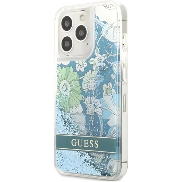 Coque Guess iPhone 13 Pro/13 6,1" green hardcase Flower Liquid Glitter