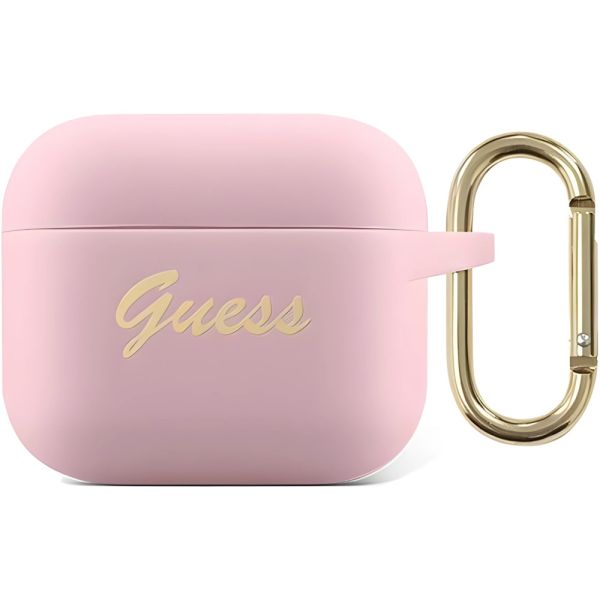 Coque Guess GUA3SSSI AirPods 3 pink Silicone Vintage Script