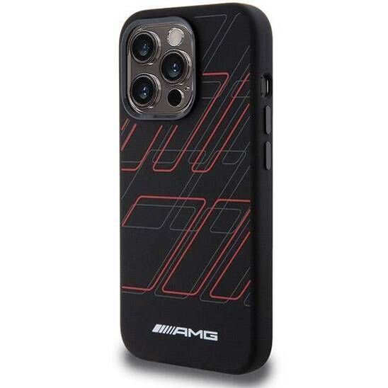 Coque AMG iPhone 15 Pro 6.1" czarny/noir coque rigide Silicone Motif Grands Losanges MagSafe