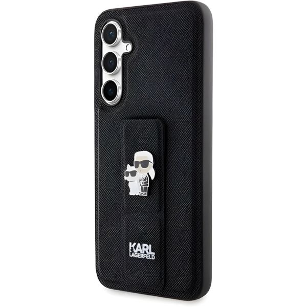 Coque Karl Lagerfeld KLHCS23FEGSAKCPK Samsung Galaxy S23 FE S711 black hardcase Gripstand Saffiano Karl&Choupette Pins