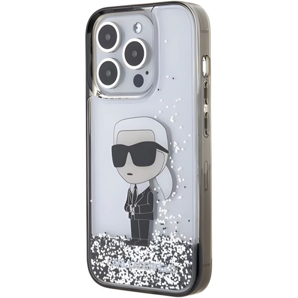 Coque Karl Lagerfeld KLHCP15LLKKNSK iPhone 15 Pro 6.1" transparent hardcase Liquid Glitter Ikonik