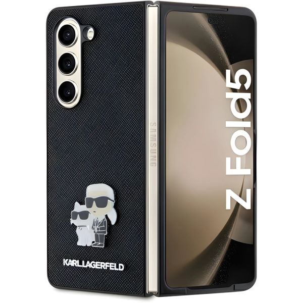 Coque Karl Lagerfeld KLHCZFD5SAKCNPK Samsung Galaxy Z Fold5 F946 hardcase black Saffiano Karl&Choupette Pin