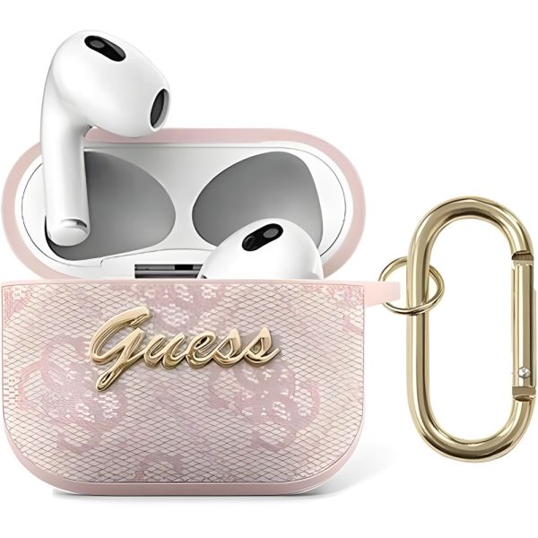 Coque Guess GUA34GSMP AirPods 3 pink 4G Script Metal Collection