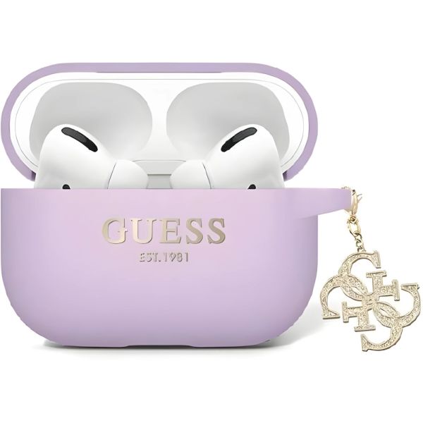Coque Guess GUAP2LECG4U AirPods Pro 2 (2022/2023) purple Liquid Silicone Glitter Triangle Charm