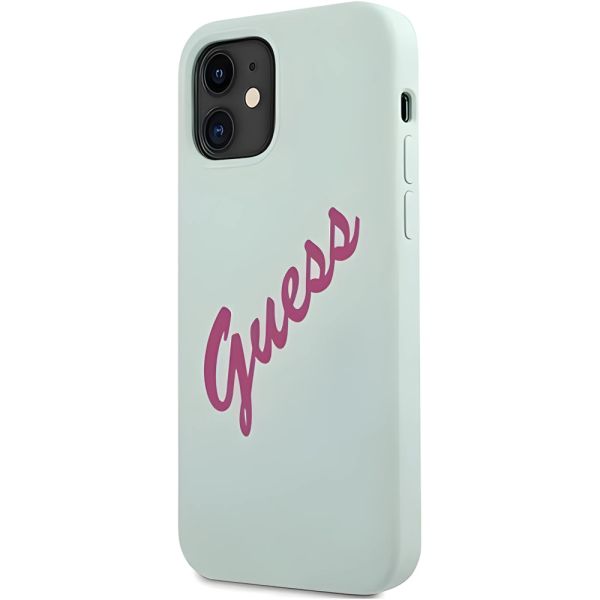 Coque Guess iPhone 12 mini 5,4" blue fuschia hardcase Silicone Vintage