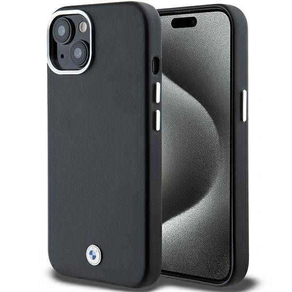 Coque BMW iPhone 15/14/13 6.1" black Signature Wrapped Metal MagSafe
