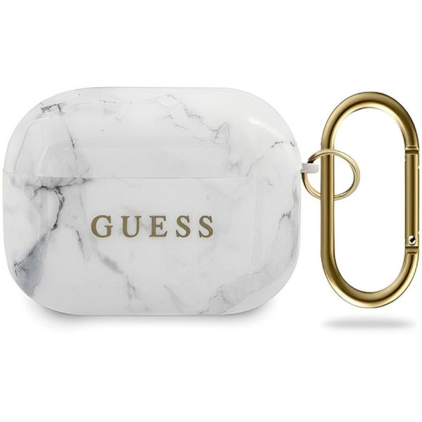 Coque Guess GUACAPTPUMAWH AirPods Pro white Marble Collection