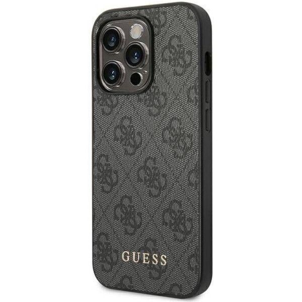 Coque Guess iPhone 14 Pro Gray Hard Case 4G Metal Gold Logo