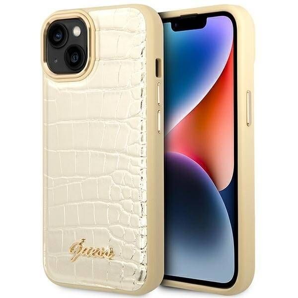 Coque Guess iPhone 14 Plus/15 Plus 6.7" gold hardcase Croco Collection