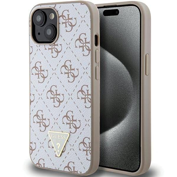 Coque Guess iPhone 15/14/13 6.1" white hardcase 4G Triangle Metal Logo