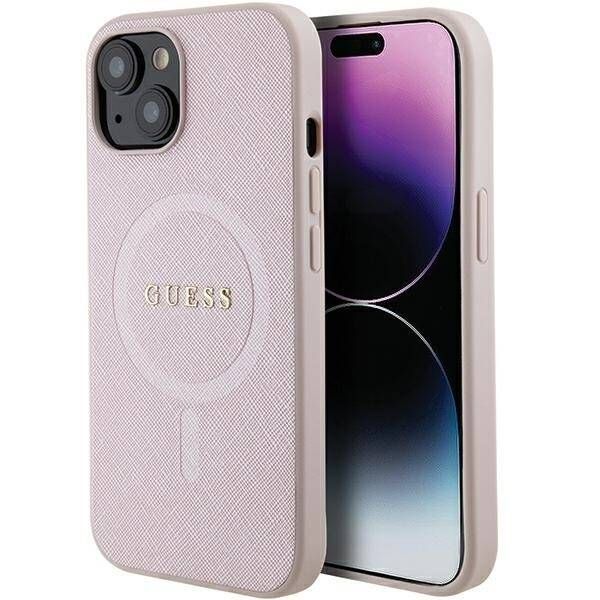 Coque Guess iPhone 15 Plus/14 Plus 6.7" pink hardcase Saffiano MagSafe