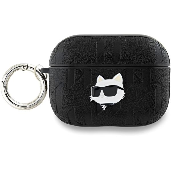 Coque Karl Lagerfeld KLAP2PGCHPK AirPods Pro 2 (2022/2023) black Monogram Choupette Head