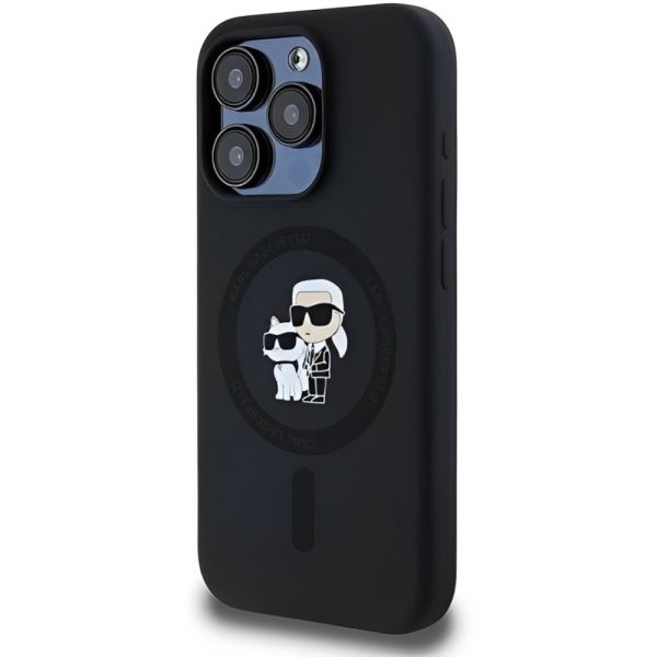 Coque Karl Lagerfeld iPhone 15 Pro Max Black Hardcase Silicone Karl & Choupette Magsafe