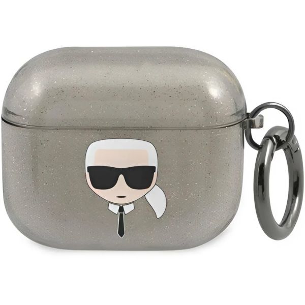Coque Karl Lagerfeld KLA3UKHGK AirPods 3 black Glitter Karl`s Head