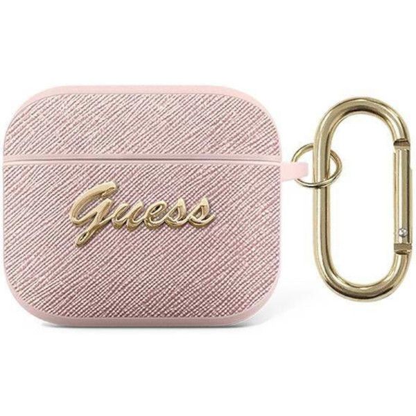 Coque Guess GUA3SASMP AirPods 3 pink Saffiano Script Metal Collection