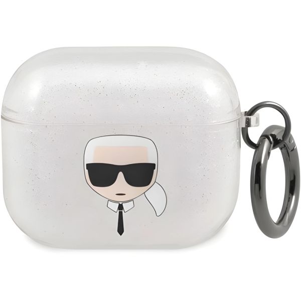 Coque Karl Lagerfeld KLA3UKHGS AirPods 3 silver Glitter Karl`s Head