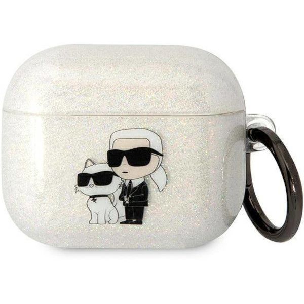 Coque Karl Lagerfeld KLA3HNKCTGT Airpods 3 transparent Glitter Karl&Choupette