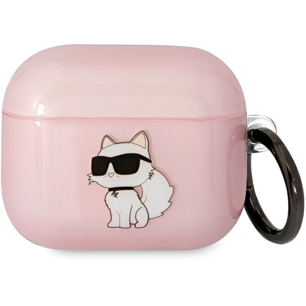 Coque Karl Lagerfeld KLA3HNCHTCP Airpods 3 pink Ikonik Choupette