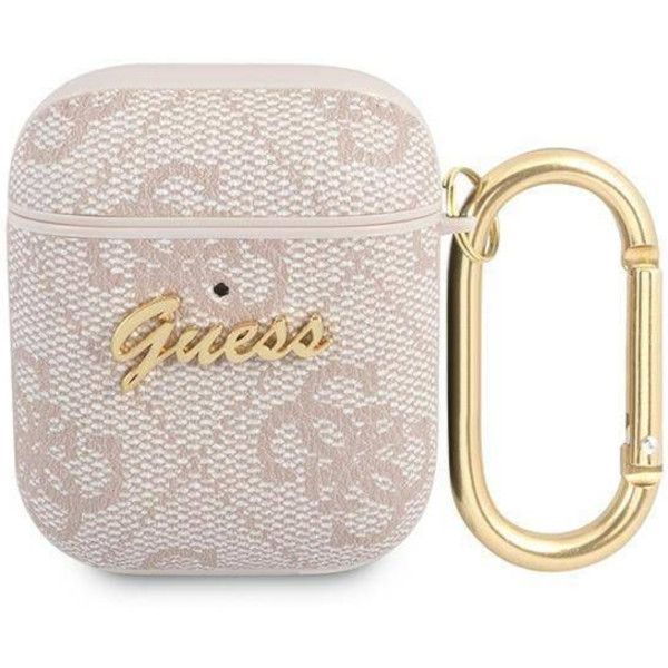 Coque Guess GUA24GSMP AirPods 1/2 pink 4G Script Metal Collection